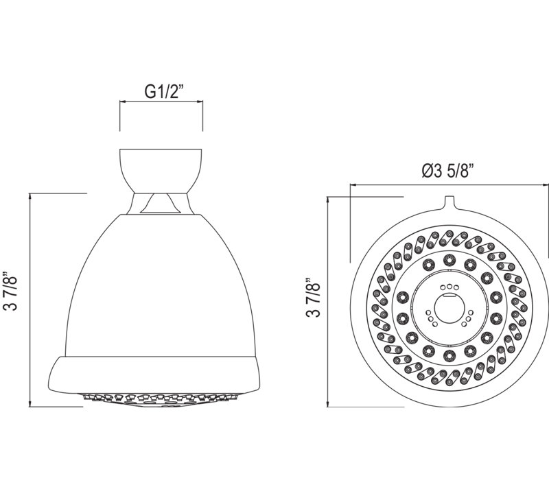 3.63" Multi Function Fixed Shower Head, English Gold