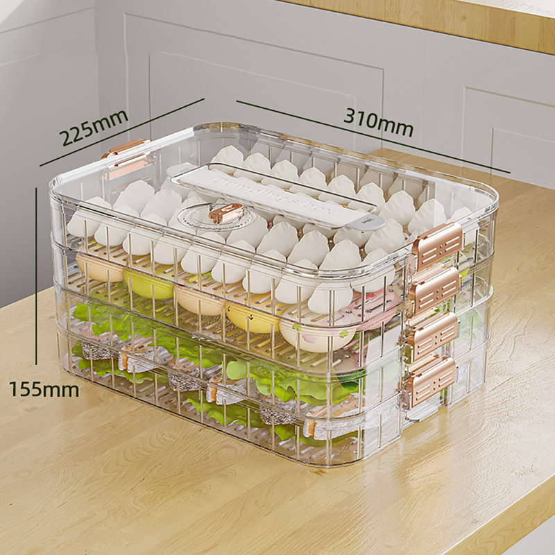Dumpling Container Refrigerator Storage Box with Transparent Lid Large Capacity Non-Stick Design BPA Free Detachable Food Storage Container