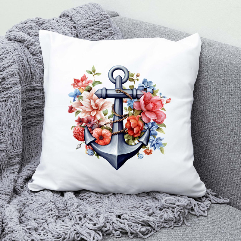 Nautical Sea Life_208 - Coussin décoratif en polyester, H 20 po x l 20 po