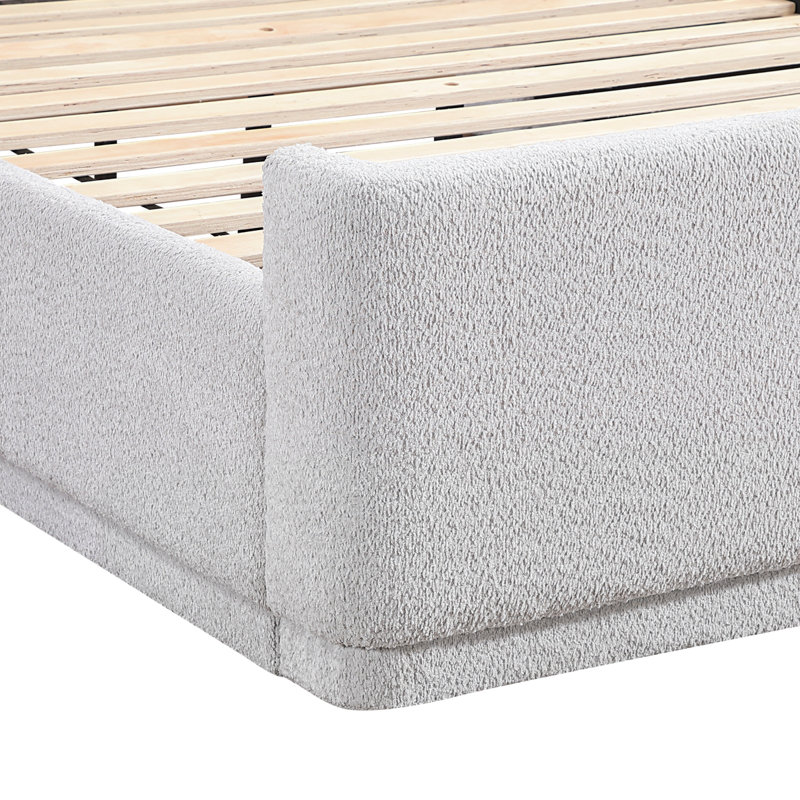 Zara Fully Upholstered Platform Bed, California King, Gray