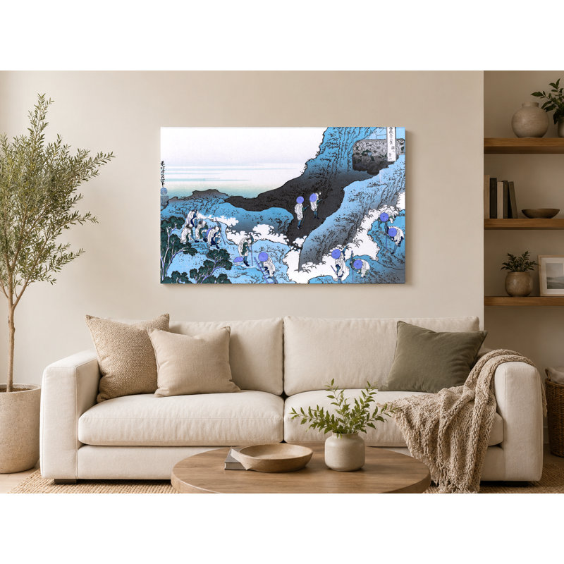 «Climbing on Fuji» (c.1835) - Paysage, art mural sur toile, 20" W x 16" H