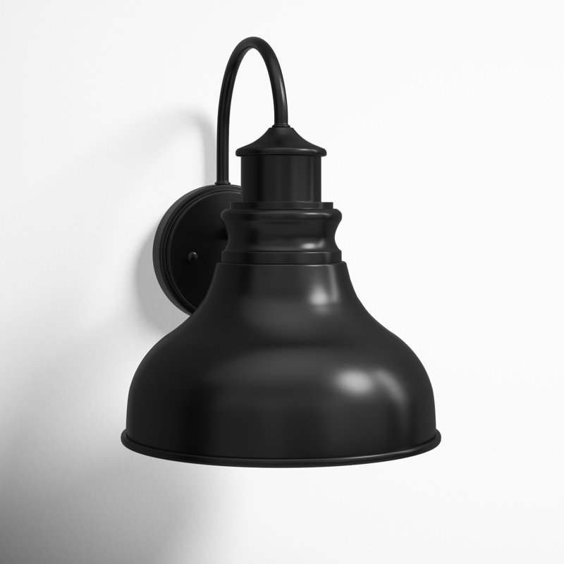 Flavin 13 in. H 1-Light Oil Burnished Bronze and Light Gold Dusk to Dawn Sensor Farmhouse Outdoor Wall Sconce, Durable Steel Shade, Dark Sky Compliant, Exterior Porch Patio Front Door or Garage