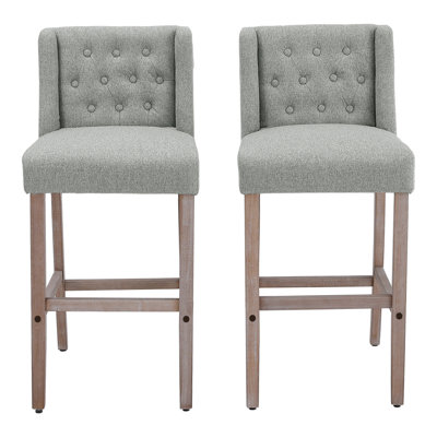 Upholstered 63cm Counter Bar Stools Dining Chairs Set of 2