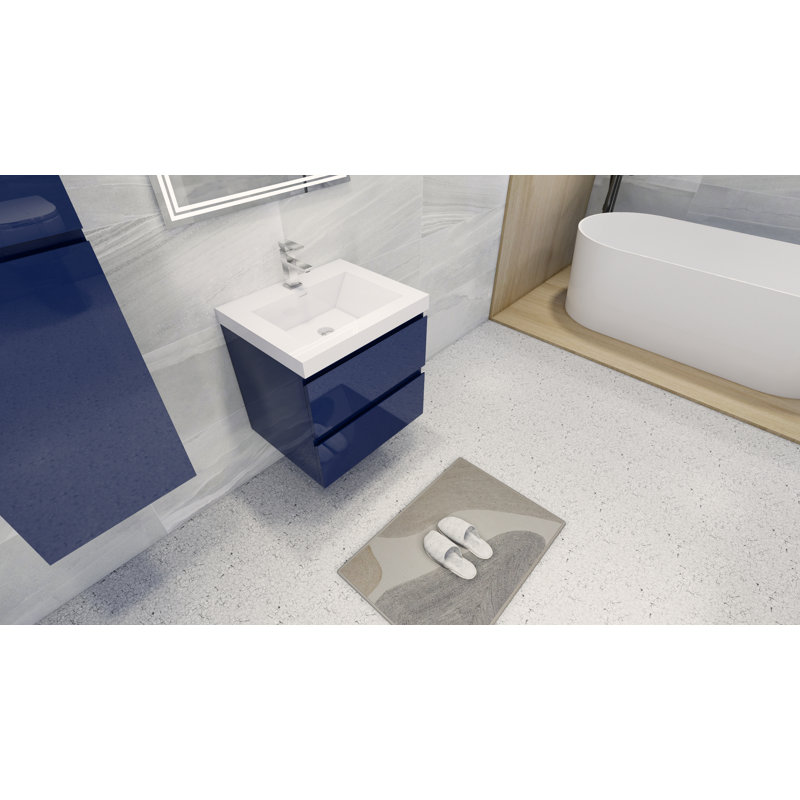 Ensemble de meuble-lavabo simple 24 po Hridhaan, Bleu nuit