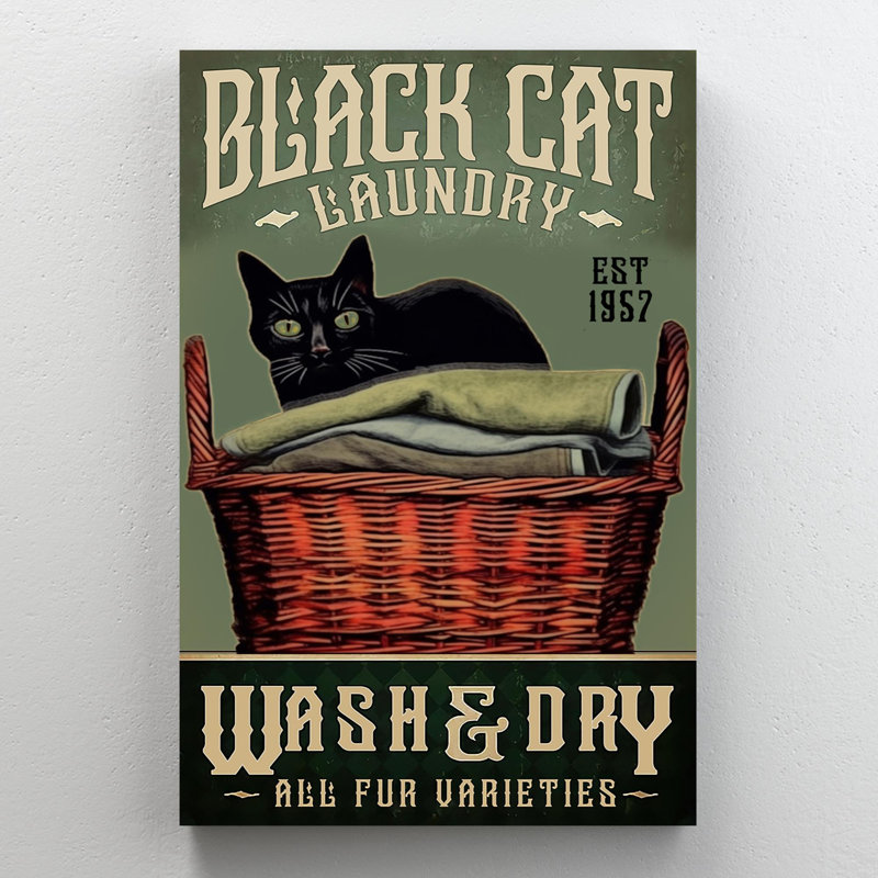 " Black Cat Laundry 1 ", 36" H x 24" W x 1.25" D
