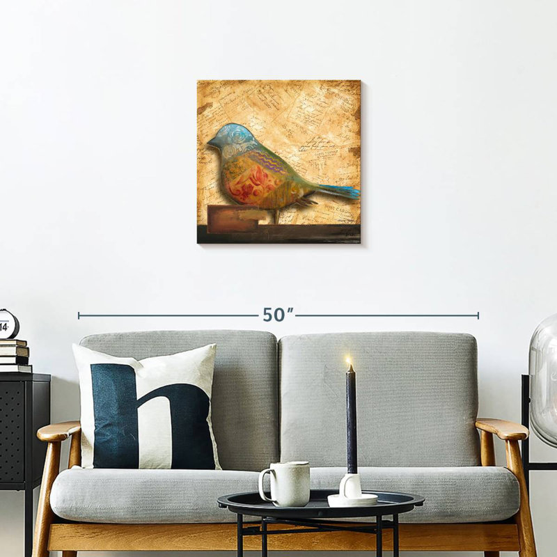 Brampt oiseau de collage I, H 20 po x l 20 po