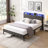 Mesum Fabric Upholstered Frame with LED Lights-1504691922