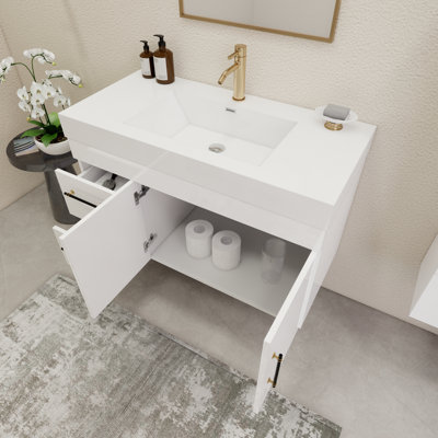 41.9" Wall-Mounted Single Bathroom Vanity Set
