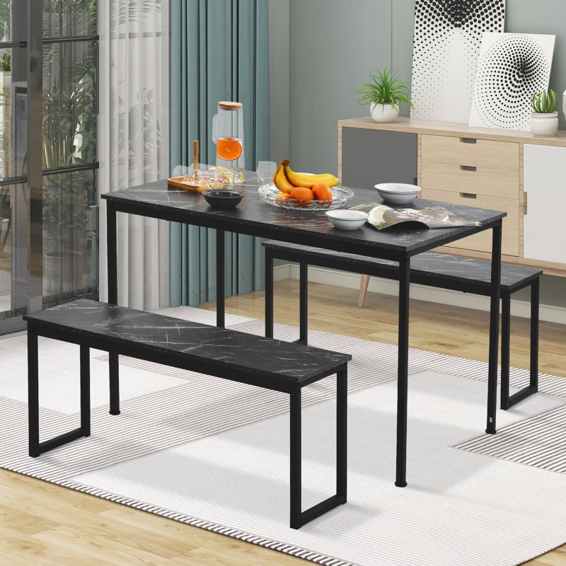 Belen 4 - Person Dining Set, Black, Black, Black