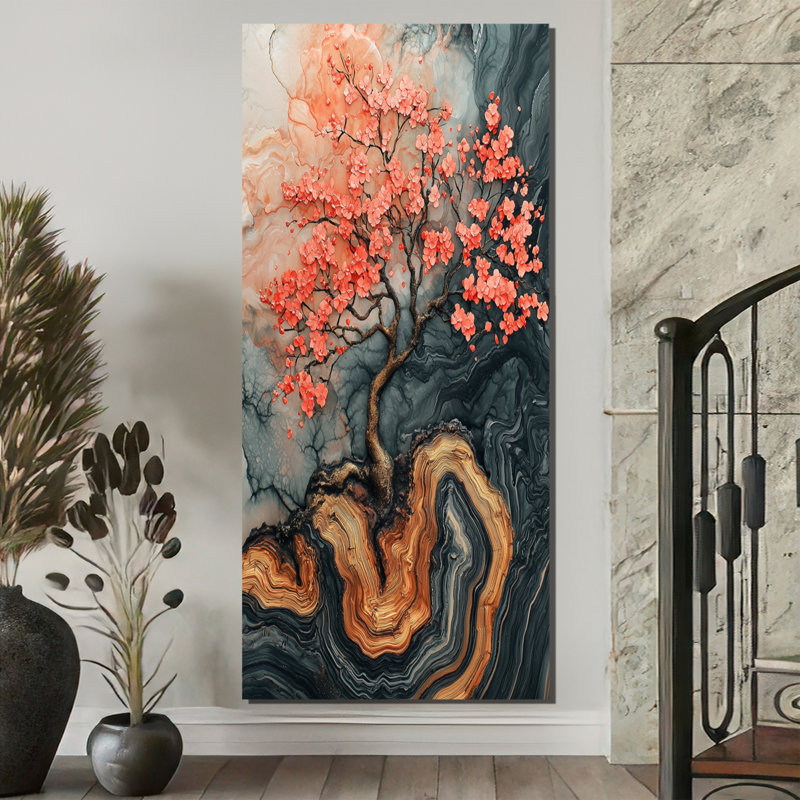 Arbre de fleur de cerisier Gil Gil, H 60 po x l 28 po, Toile tendue, Ne s’applique pas