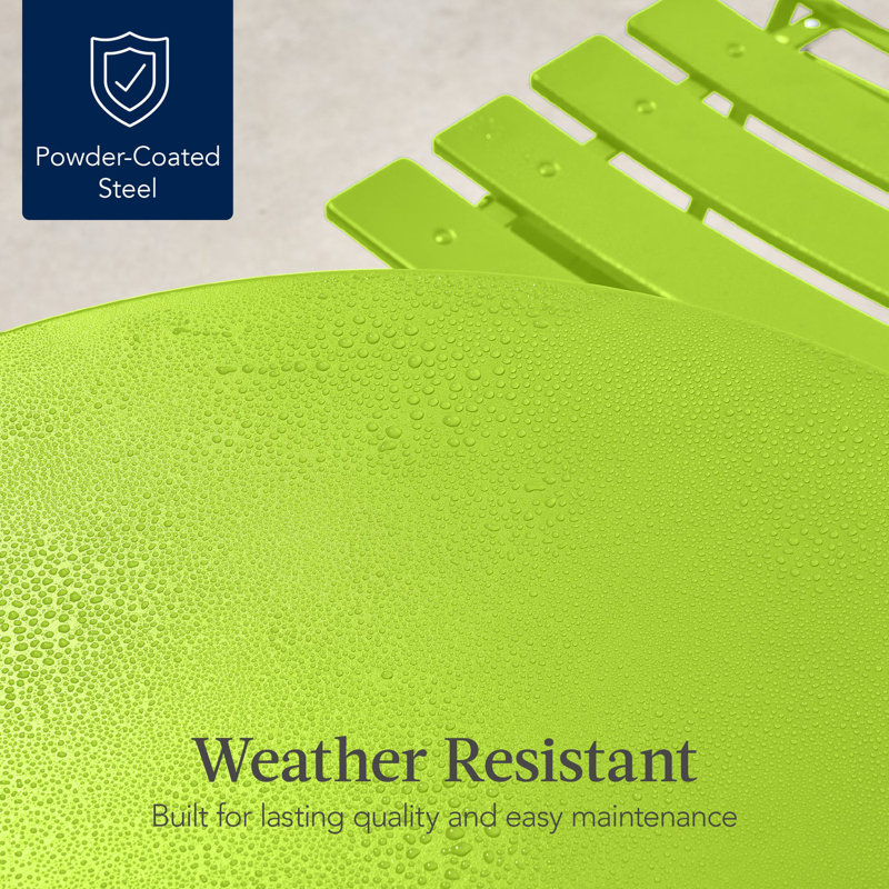 Folding Patio Bistro Set, Lime Green