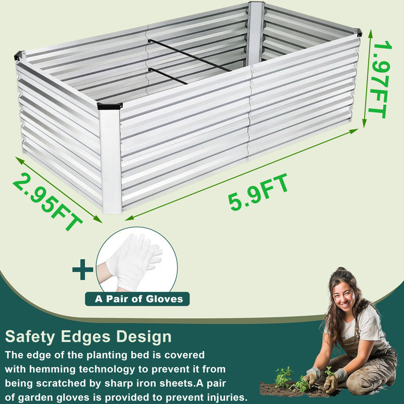 Ensemble de lit de jardin surélevé galvanisé 2Pack Denishia, jardinière en métal, H 23,62 po x l 70,87 po x P 35,43 po