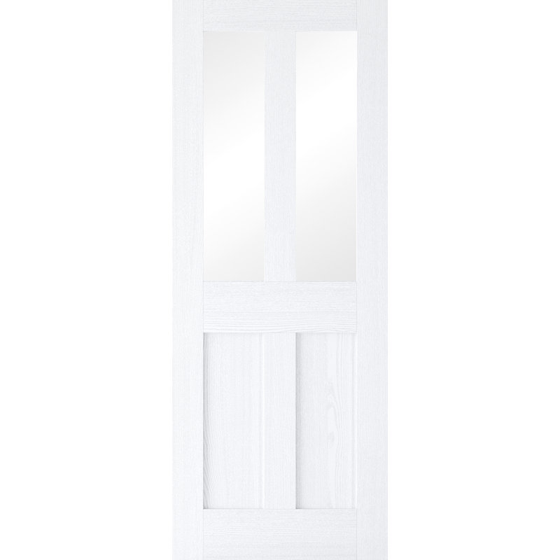 London Clear Bevelled Glazed White Grain Internal Door, 1981mm H x 686mm W x 35mm D
