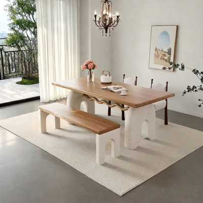 Ensemble de table de salle à manger en résine de bois massif