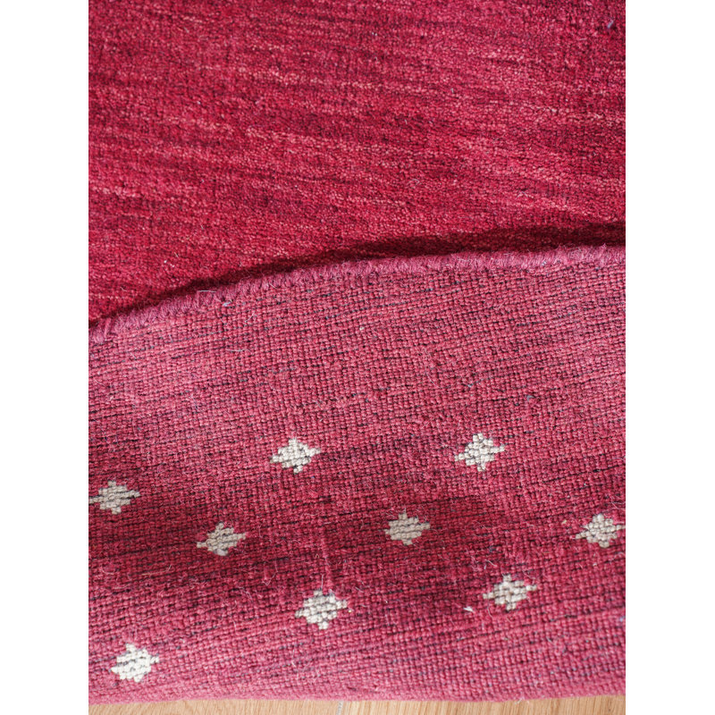 Anley Hand Knotted Loom Wool Eco-Friendly Area Rugs - Round, Red Color, Contemporary Modern Design, High Pile Thick Handmade Anti Skid Area Rugs for Living Room, Bed Room