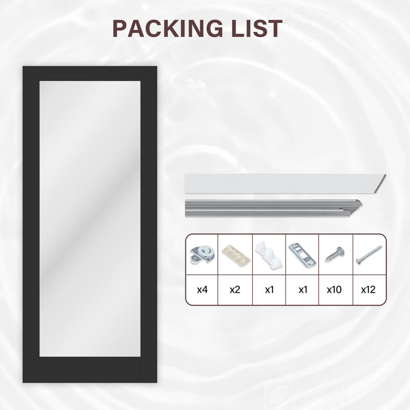60x80 Modern 𝑩𝒍𝒂𝒄𝒌 Oversized Full Length Mirrors Sliding Closet Doors Assembled with Hardware Kit, Ready to Install