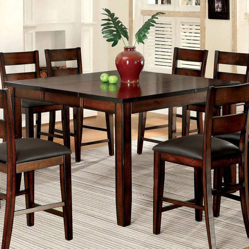 54.4"W Transitional Counter Ht. Table W/ 18" Leaf, Dark Cherry