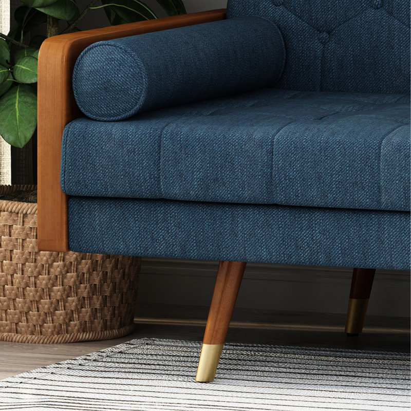 Élégant avec un design moderne du milieu du siècle, option de tissu bleu marine,