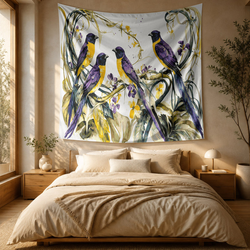 Tapisserie murale «Birds Violaceous Euphonia», 88 po x 104 po