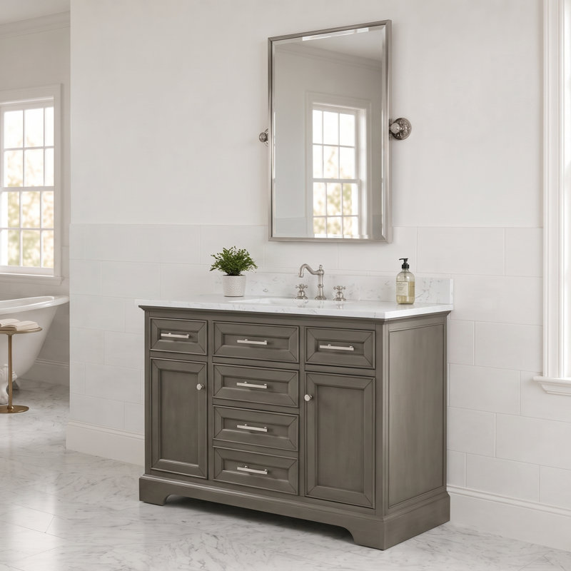 Lisette 48" Single Bathroom Vanity Set, Silver Gray/Brushed Nickel