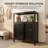 Black Large Capacity Bamboo Storage Cabinet for Bathroom, Living Room, Kitchen & Porch