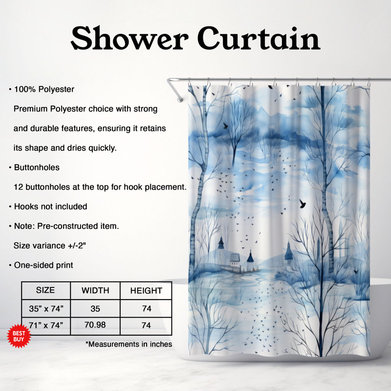 Frost Scene - Rideau de douche Premium, H 74 po x l 71 po