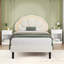 Ensemble de chambre à coucher 3 pièces, lit tapissier avec tête de lit réglable et table de chevet en bois (ensemble de 2)-65428344-65428346