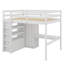Lit mezzanine double en bois avec garde-robe intégrée, bureau, tablettes de rangement et tiroirs-200328169