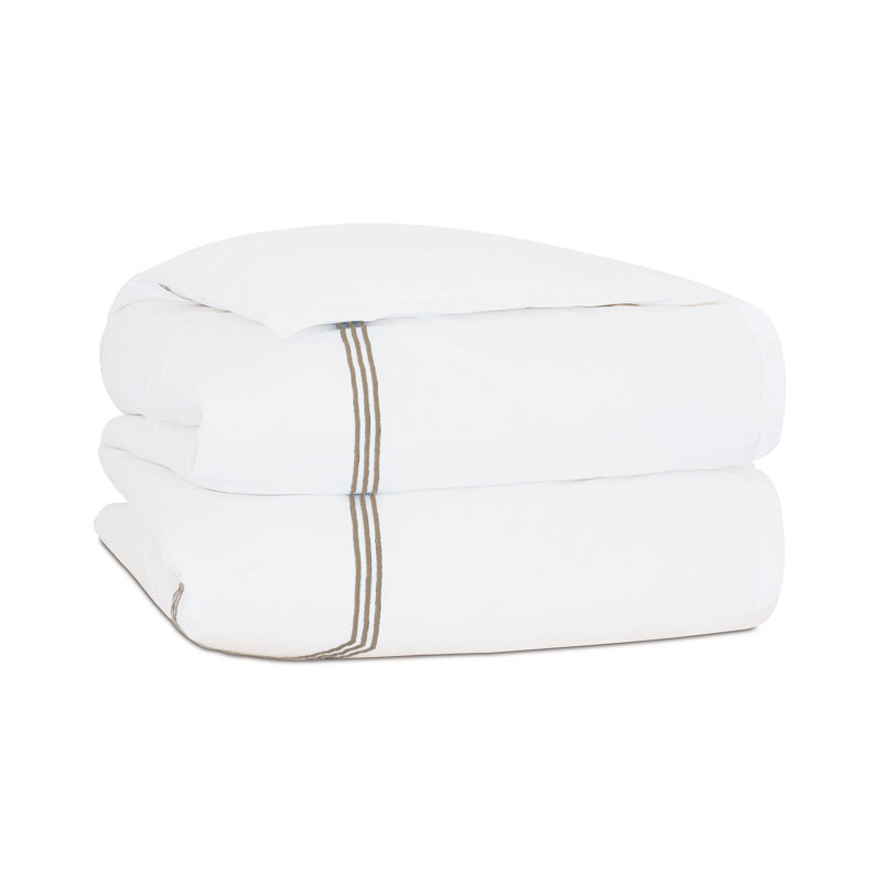 Tessa Percale Duvet Cover, White/Sable, King Duvet Cover