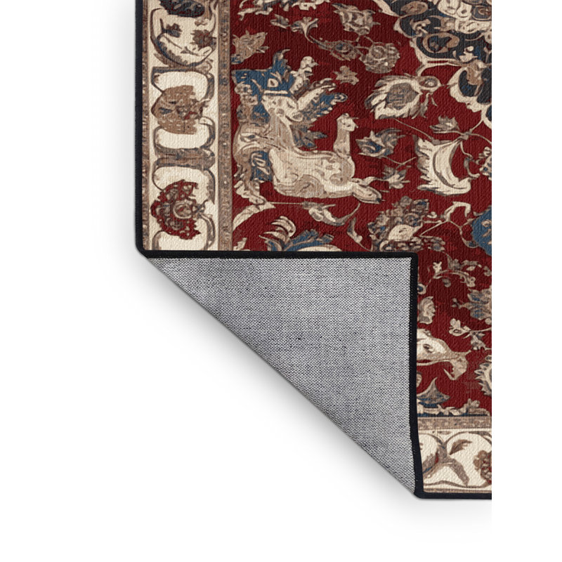 Machine Washable Persian Black Area Rug, Square 3'