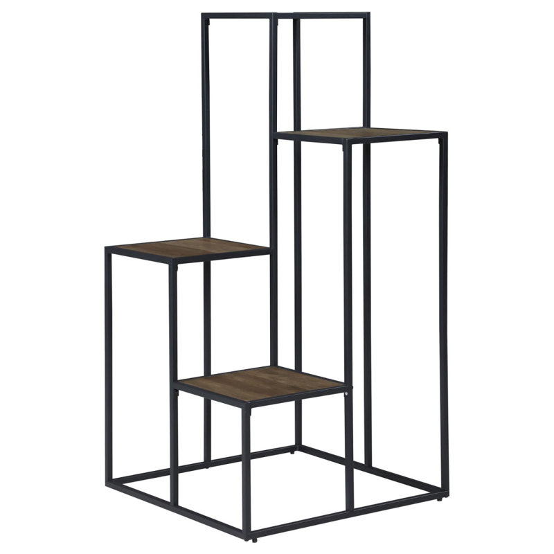 Rustic Brown And Black 4-Tier Display Shelf