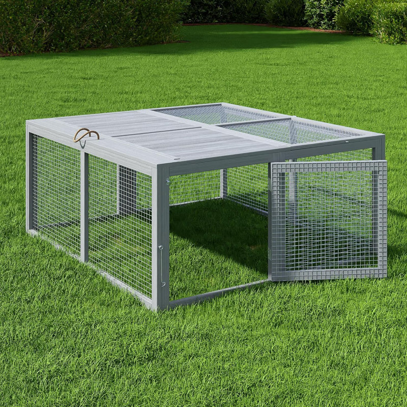 Cage à poulailler 45 po en bois pliable gris, Gris