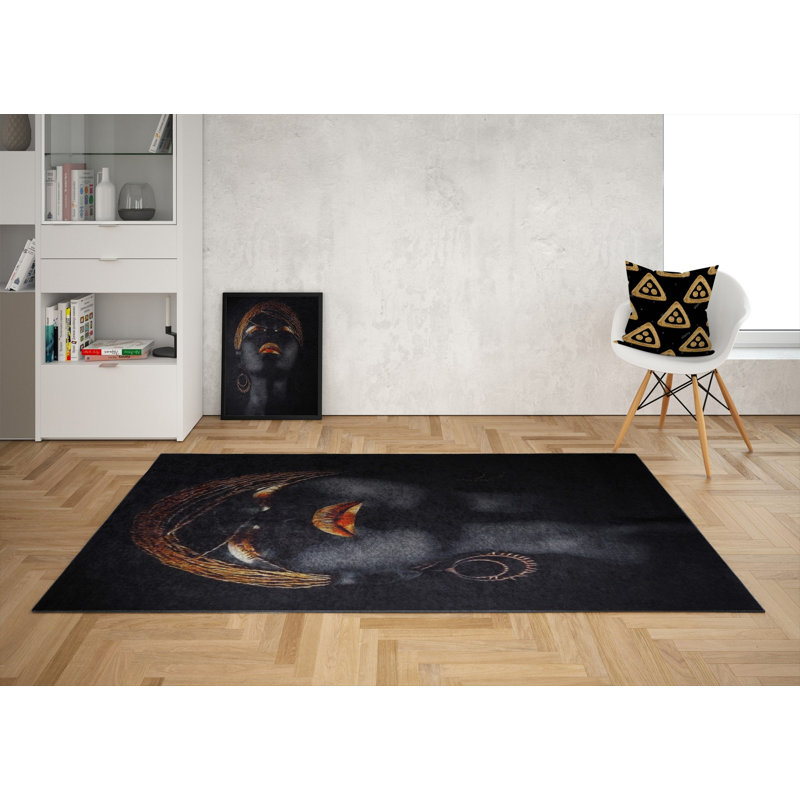 Stylish Woven Carpet (4 x 6 ft), 100% Polyester, 0.4 in Pile Height | Antibacterial, Non-Slip Underside | Machine Washable, 3D Digital Printing | Perfect for Living Room, Bedroom, and Home Decor