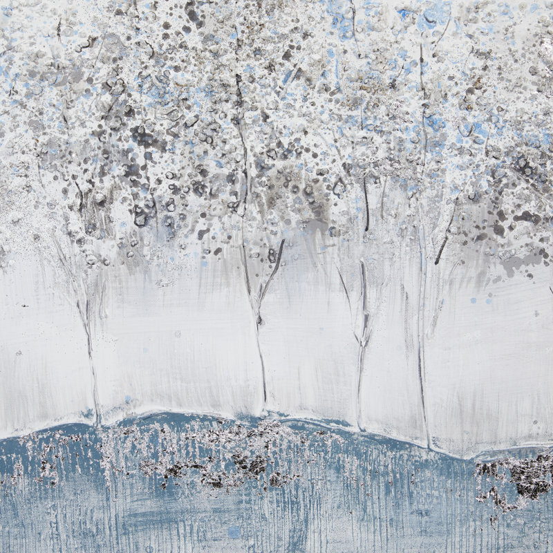 Rectangulaire argent et bleu nature - cadre flottant, reproduction d'art sur toile