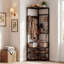 Portemanteau sur pied avec tablettes de rangement et crochets amovibles - brun-1514442753