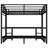 Queen Over Twin XL Metal Bunk Bed with Desk, Shelves, LED, USB Ports, Multi-Use Folding Sofa, Space-Saving Design, Black