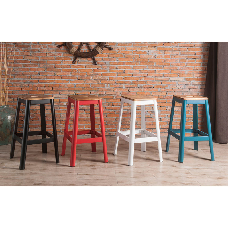 Tabouret 30 "en bois massif, Rouge