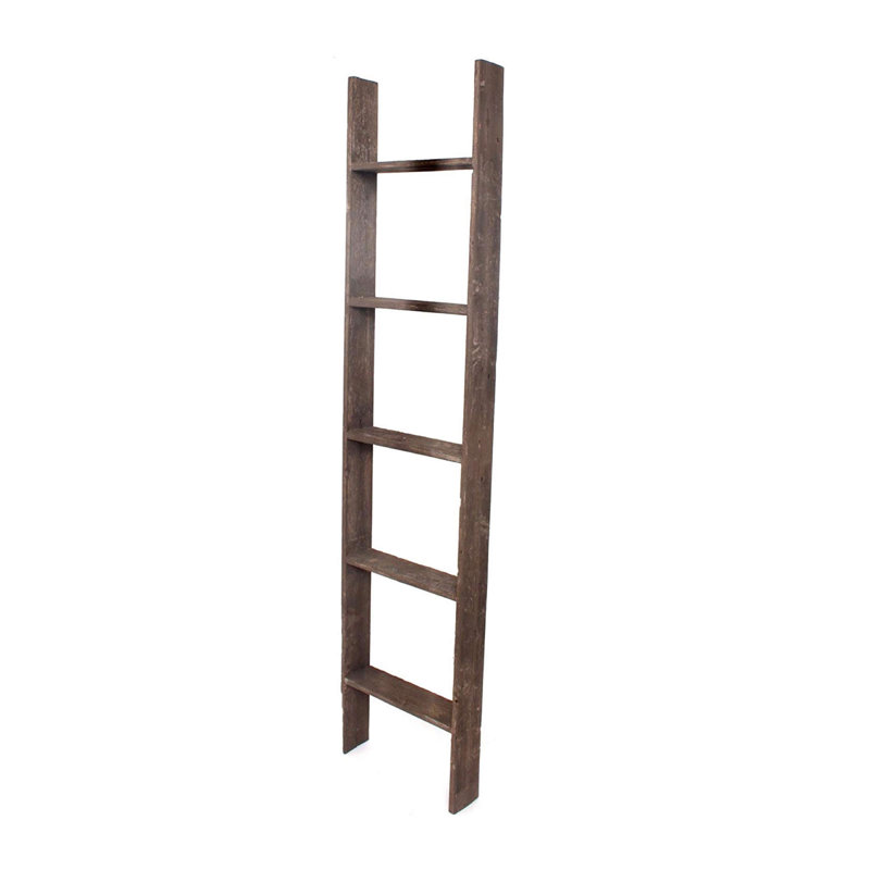 Étagère en bois turquoise 5 marches, H 57 po x l 15 po x P 5 po, Brun