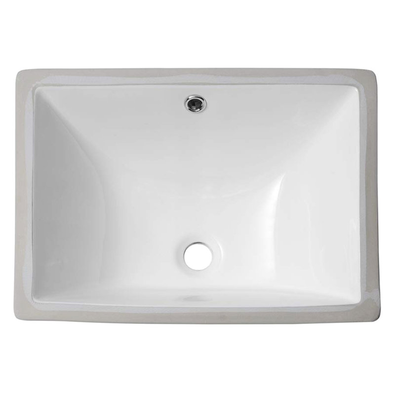 Lavabo de salle de bain encastré en céramique avec trop-plein - 18,5 "x 13,5" blanc, moderne et élégant, teint pour divers endroits encastrés, différents réglages