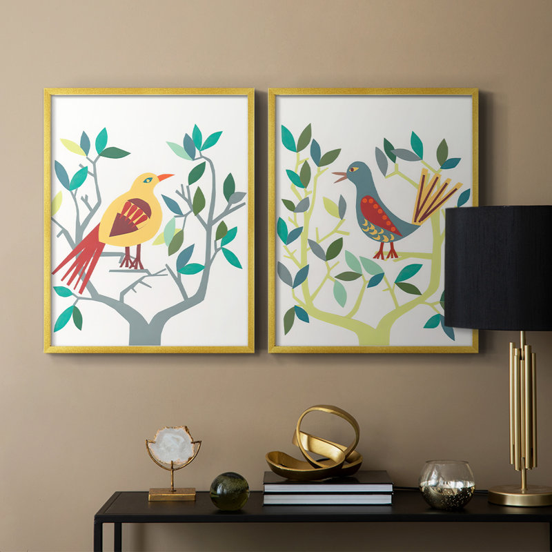 WhittyBird III - reproduction encadrée de qualité supérieure - prête à être accrochée - aucun clou requis - aucun clou requis