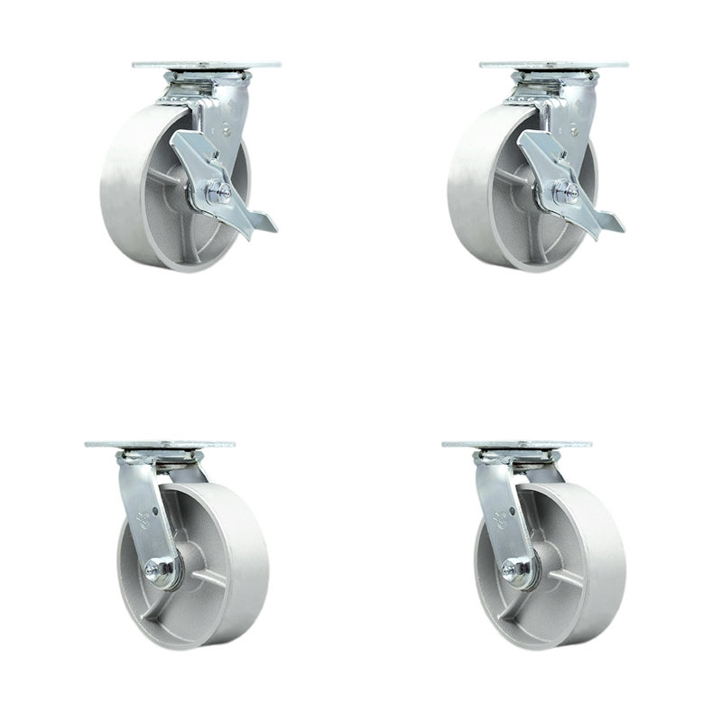 Ensemble de roulettes en acier 6 pouces avec roulement à rouleaux 4 verrous pivotants 2 freins SCC / SCC-30CS620-SSR-TLB-BSL-2-BSL-2