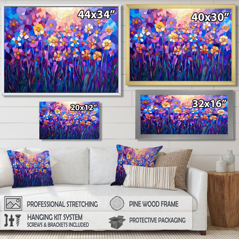 Lavande, harmonie des jonquilles en été III - jonquilles, art mural, H 16 po x l 32 po, Blanc