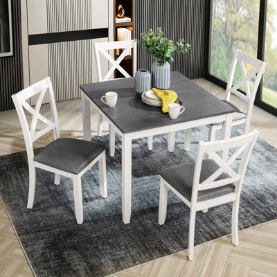 Ensemble de table de salle à manger 5 pièces avec 4 chaises, ensemble de table de salle à manger moderne en bois pour 4 personnes, ensemble de table de salle à manger pour 4 personnes