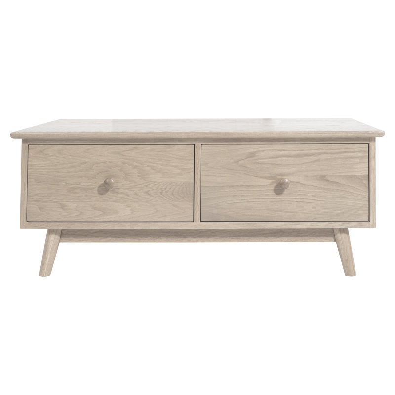 Colby Solid Wood Four Leg Coffee Table, Light Oak