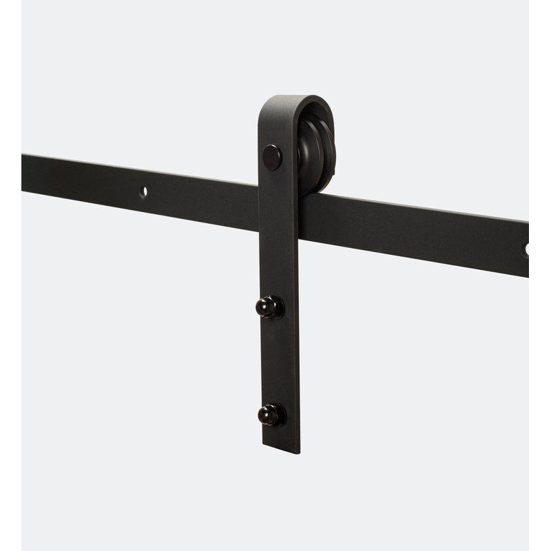 Black Solid Steel Sliding Barn Door Hardware Kit
