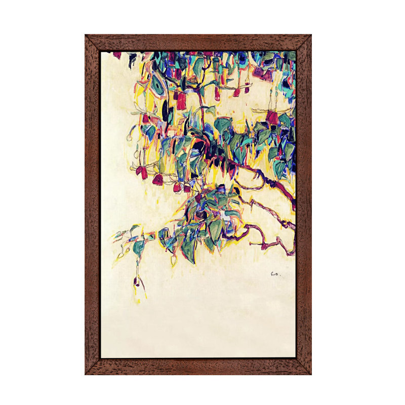 Sun Tree by Egon Schiele - Painting on Canvas, 101.6 cm H x 66.04 cm W x 1.91 cm D, Brown Framed