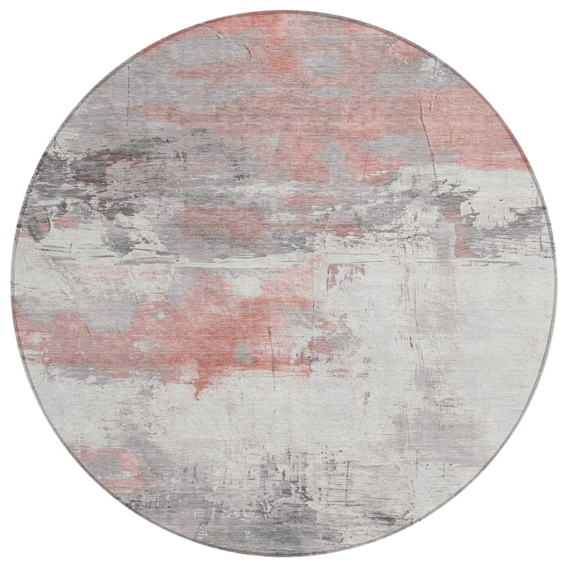 Tapis extérieur rond 8 po Coral and Gray