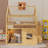 Full Size Residential Loft Bed With Built-In LED Shelf Illumination & Open Storage, Wooden Playhouse Loft Bed Complete With Roof And Window-291314306