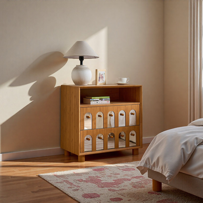 Two Drawers Nightstand, Natural