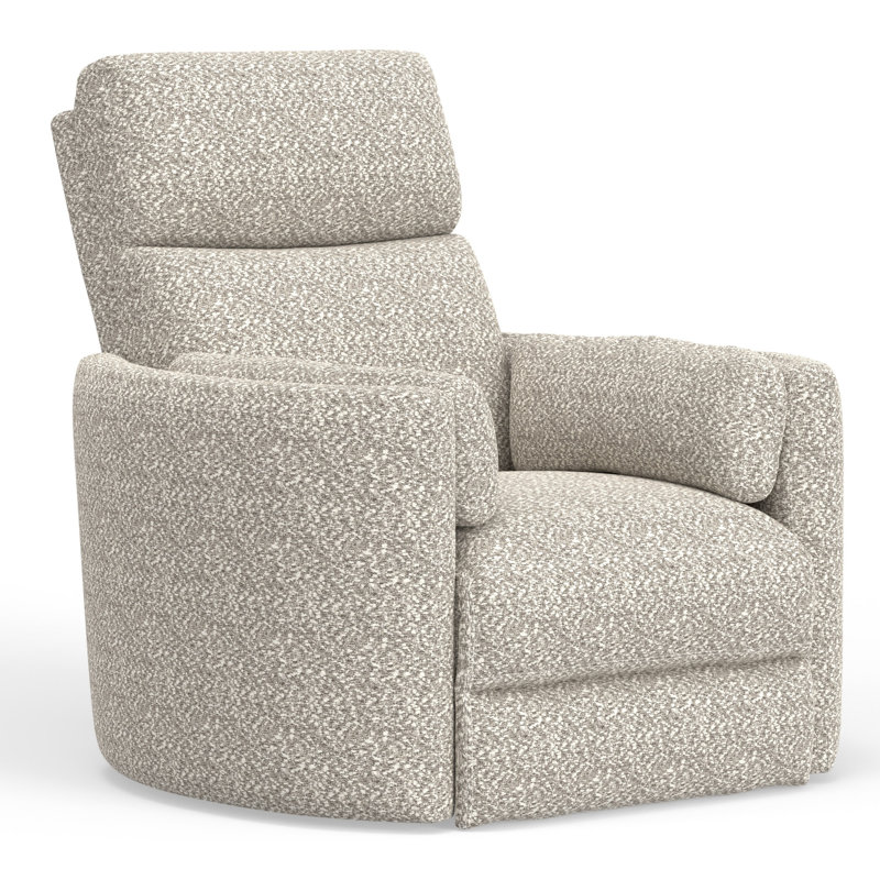 Bre Swivel Power Glider Recliner, Tatum River Rock Beige Boucle
